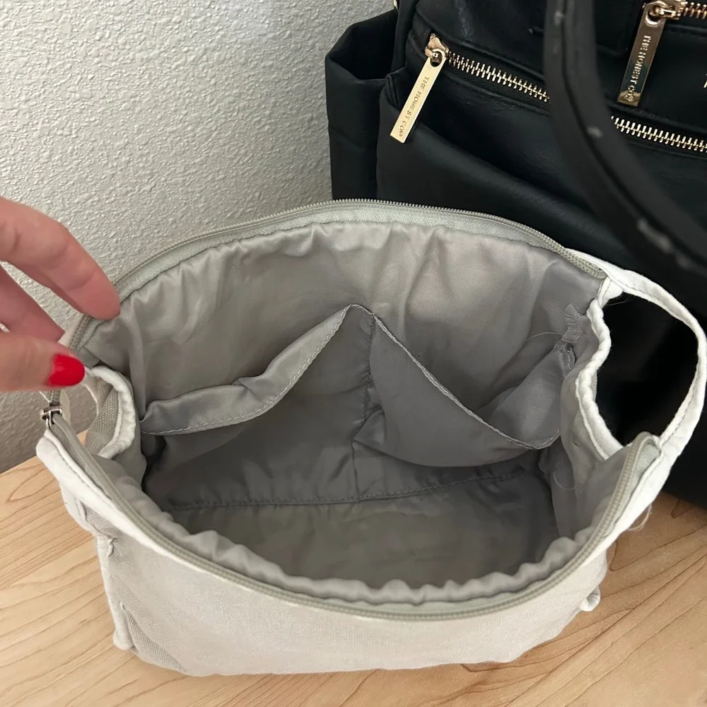 The Honest Co Everything Diaper Bag Black Vegan Leather Tote 10+ pockets